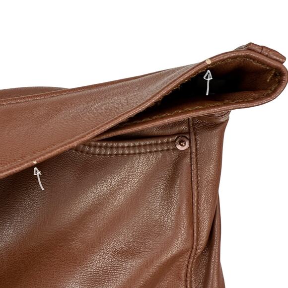 MOTHER The Mid Rise Dazzler Ankle Faux Leather Pant In Friar Brown Size 27 - Picture 8 of 11